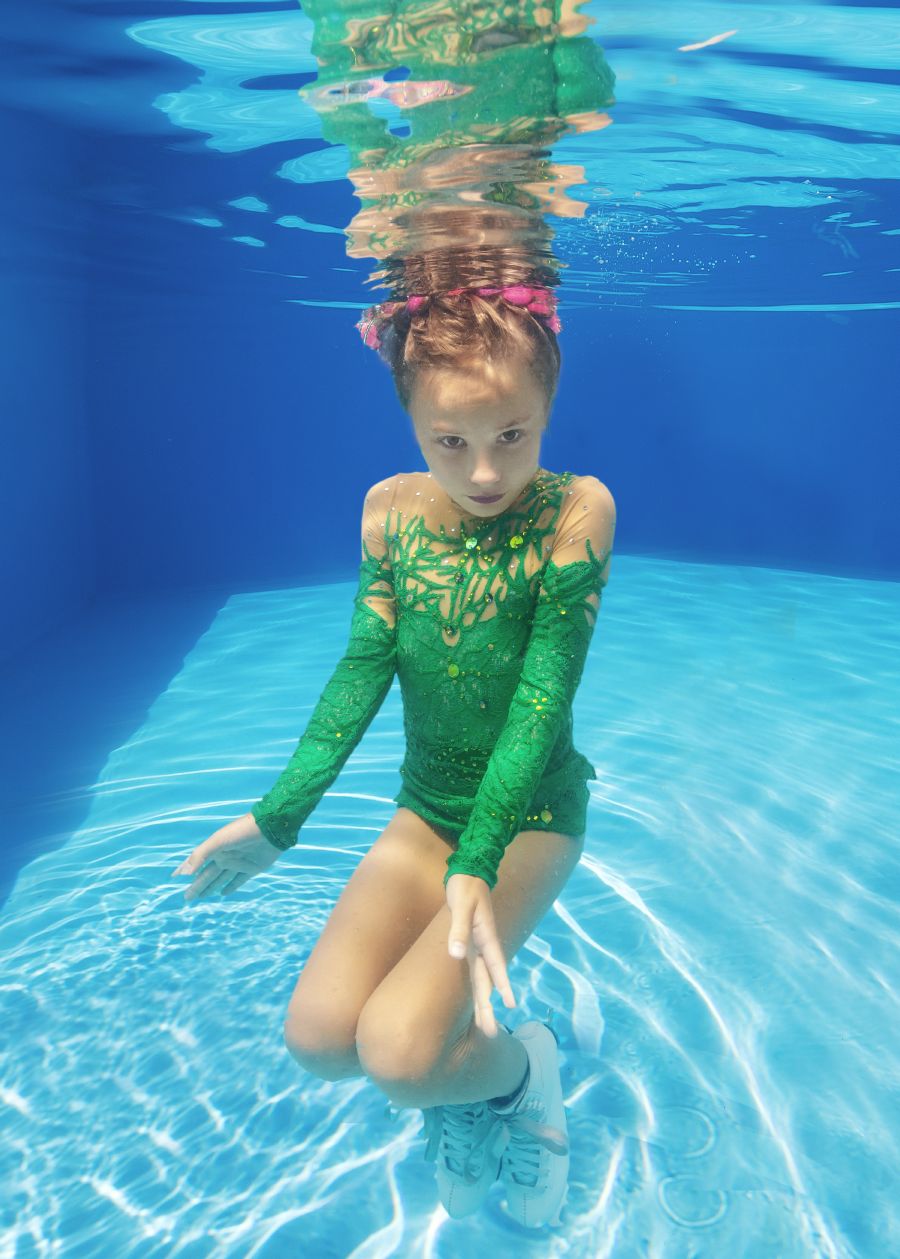 детская, фотосессия, съёмка, под водой, в бассейне, воде.